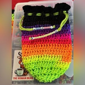 Crocheted Rainbow Drawstring Bag 🍃💨